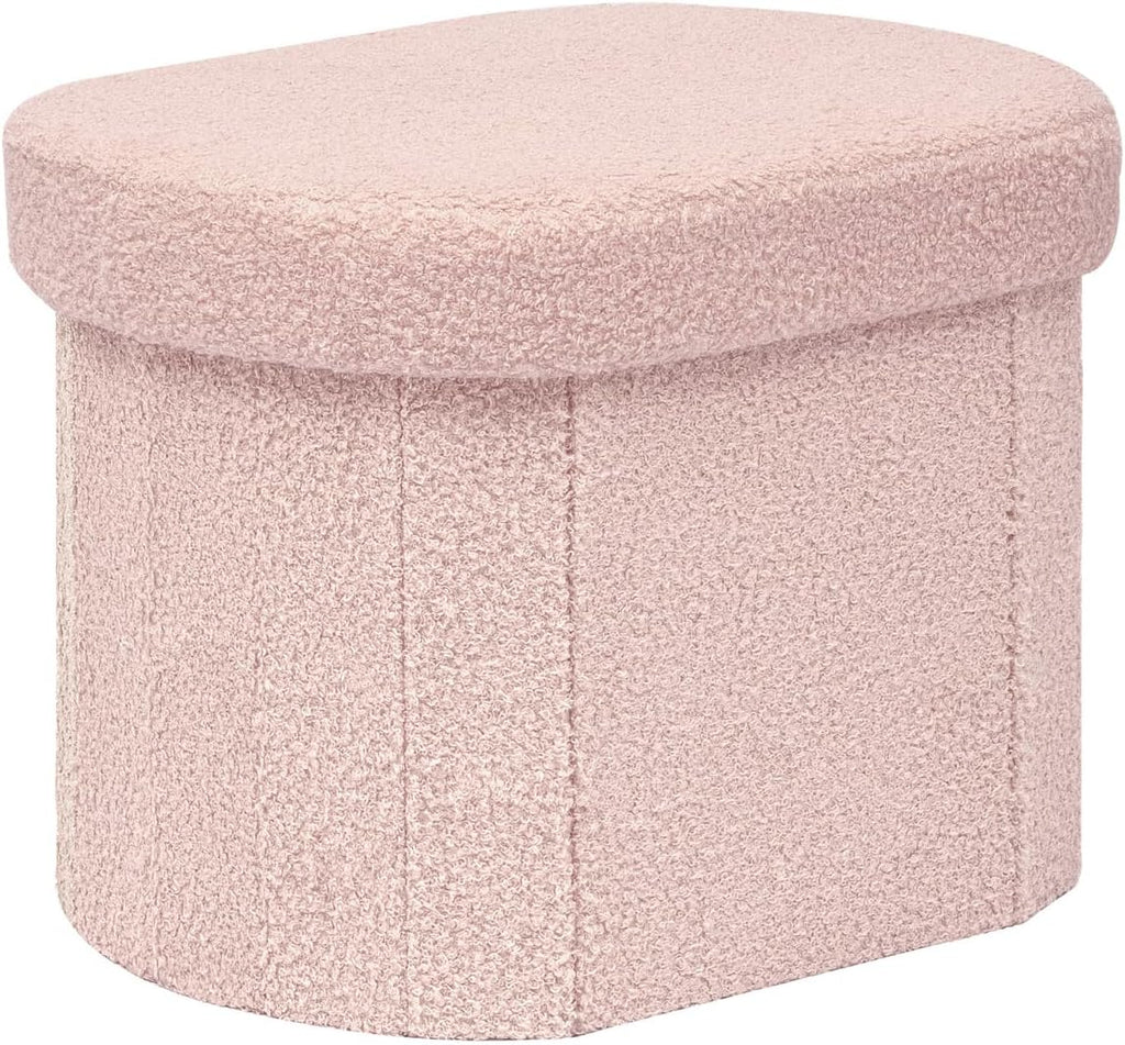 Boucle Ottoman Storage Bench – Folding End-of-Bed Stool, 100L Capacity