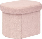 Boucle Ottoman Storage Bench – Folding End-of-Bed Stool, 100L Capacity