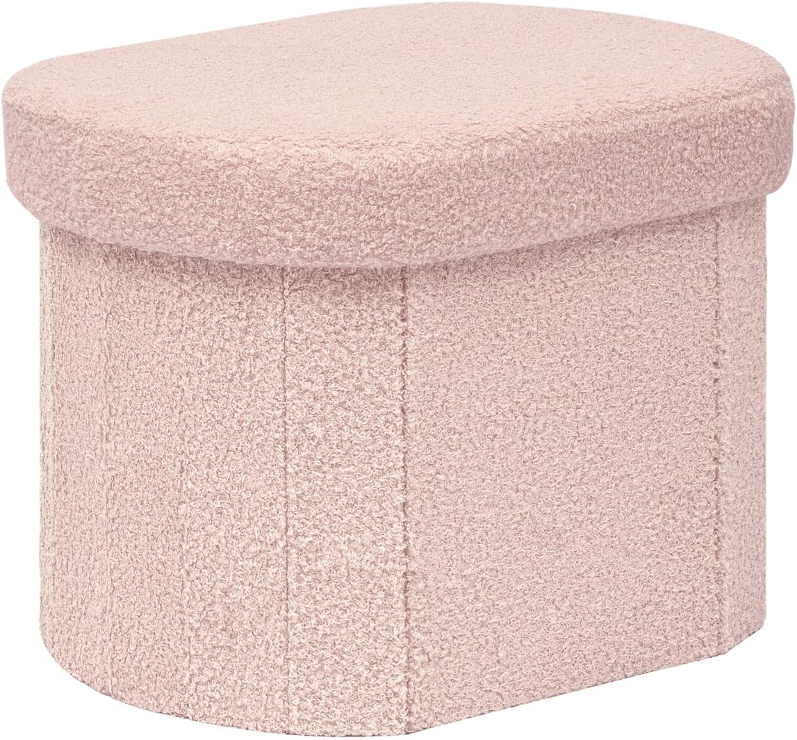 Boucle Ottoman Storage Bench – Folding End-of-Bed Stool, 100L Capacity