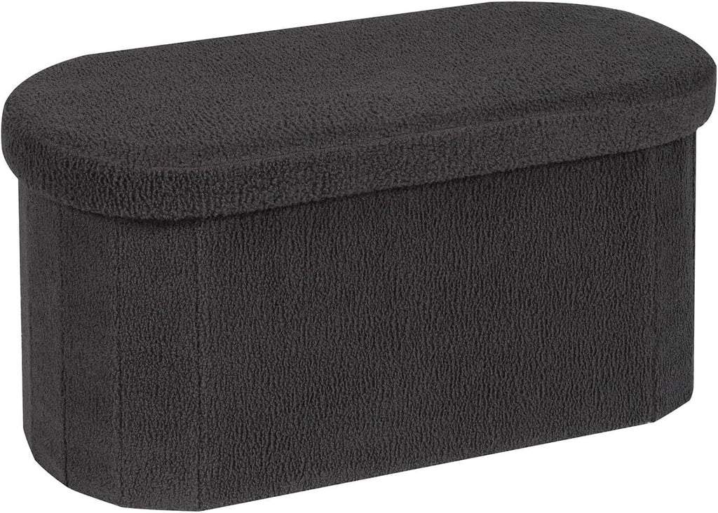 Boucle Ottoman Storage Bench – Folding End-of-Bed Stool, 100L Capacity