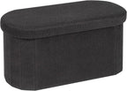 Boucle Ottoman Storage Bench – Folding End-of-Bed Stool, 100L Capacity