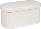 Boucle Ottoman Storage Bench – Folding End-of-Bed Stool, 100L Capacity