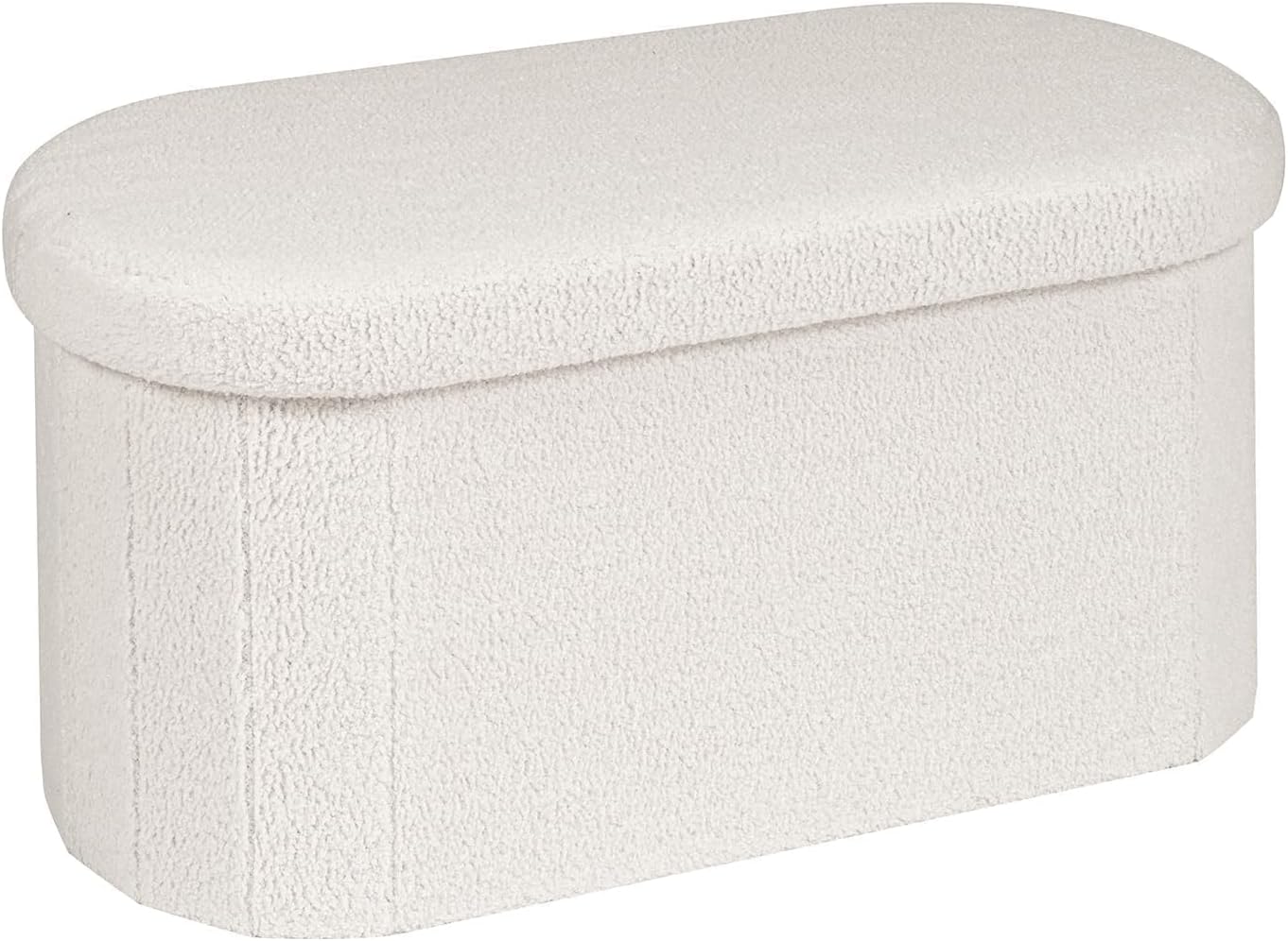 Boucle Ottoman Storage Bench – Folding End-of-Bed Stool, 100L Capacity
