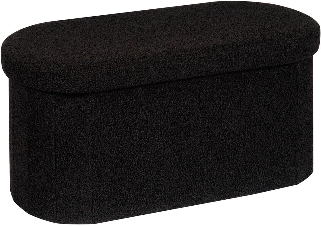 Boucle Ottoman Storage Bench – Folding End-of-Bed Stool, 100L Capacity