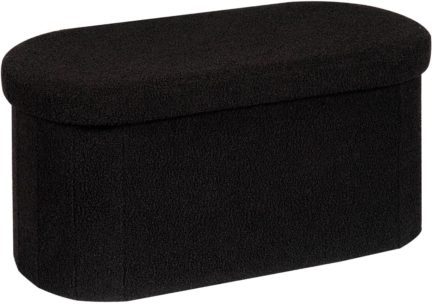 Boucle Ottoman Storage Bench – Folding End-of-Bed Stool, 100L Capacity