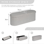 Boucle Ottoman Storage Bench – Folding End-of-Bed Stool, 100L Capacity