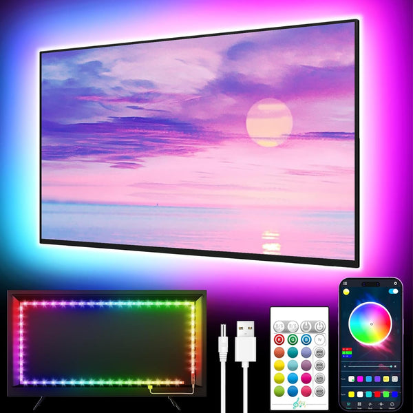 LED TV Backlight Strip 5M – RGB Music Sync Bluetooth Lights for 45–75" TVs