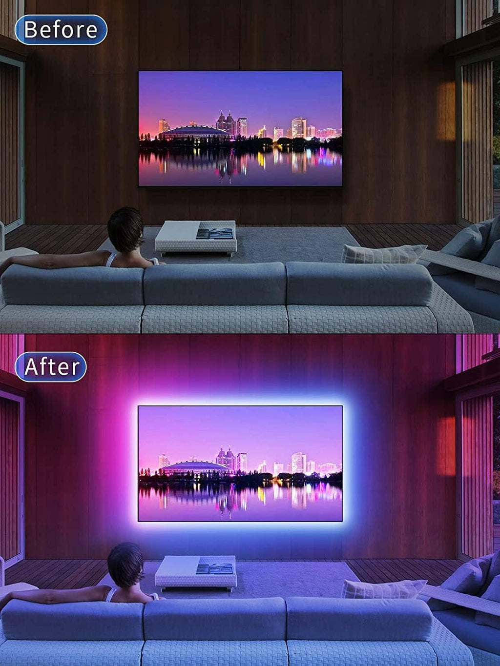 LED TV Backlight Strip 5M – RGB Music Sync Bluetooth Lights for 45–75" TVs