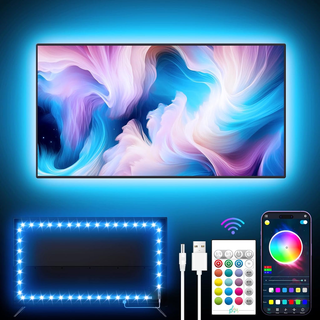 LED TV Backlight Strip 5M – RGB Music Sync Bluetooth Lights for 45–75" TVs