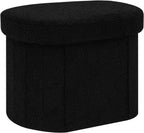 Boucle Ottoman Storage Bench – Folding End-of-Bed Stool, 100L Capacity