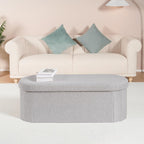 Boucle Ottoman Storage Bench – Folding End-of-Bed Stool, 100L Capacity