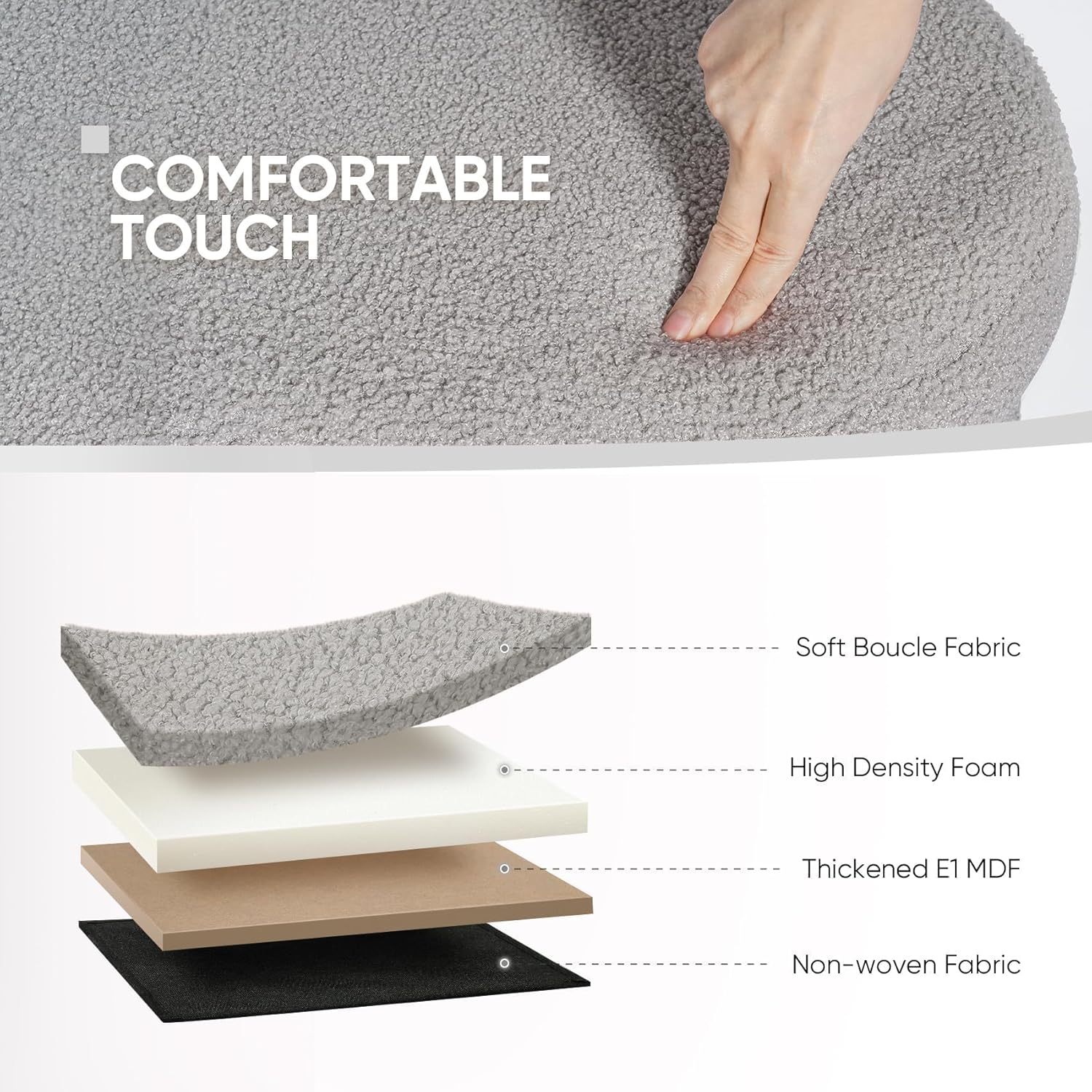 Boucle Ottoman Storage Bench – Folding End-of-Bed Stool, 100L Capacity