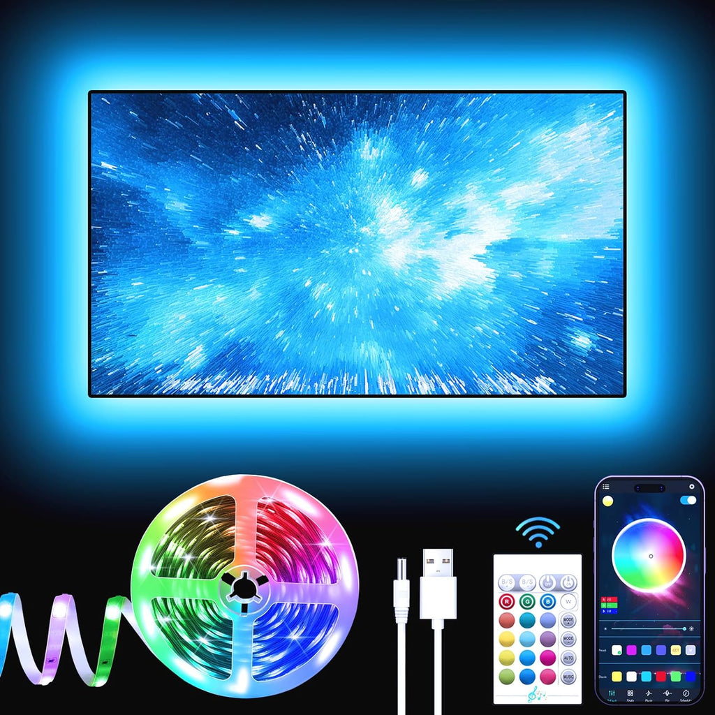 LED TV Backlight Strip 5M – RGB Music Sync Bluetooth Lights for 45–75" TVs