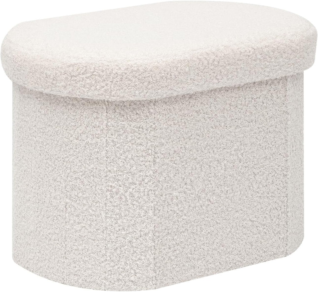 Boucle Ottoman Storage Bench – Folding End-of-Bed Stool, 100L Capacity
