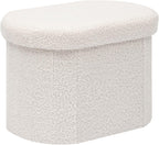 Boucle Ottoman Storage Bench – Folding End-of-Bed Stool, 100L Capacity