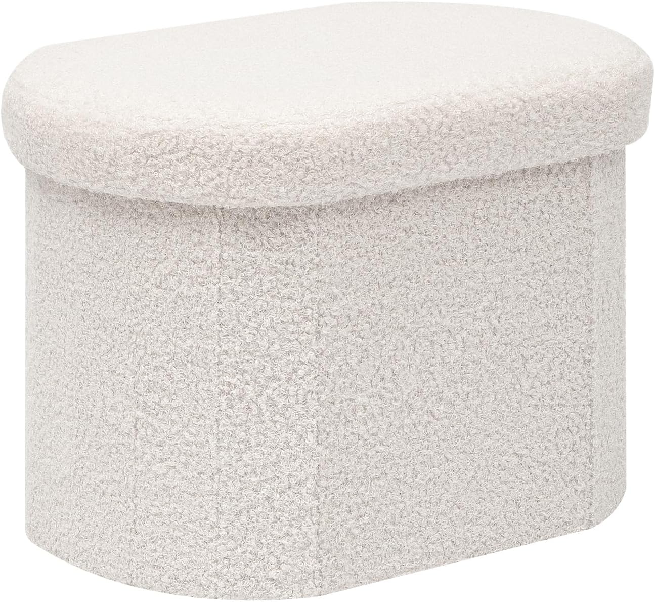 Boucle Ottoman Storage Bench – Folding End-of-Bed Stool, 100L Capacity