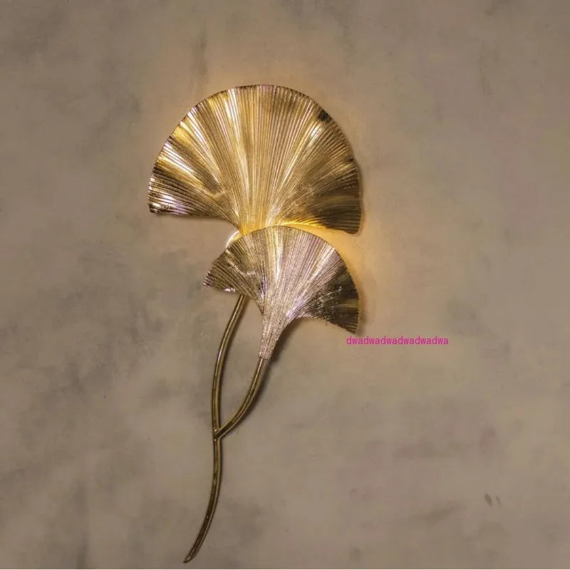 Elegant Ginkgo Biloba Designer Wall Lamp - American Light Luxury for Villa & Hotel Living Rooms