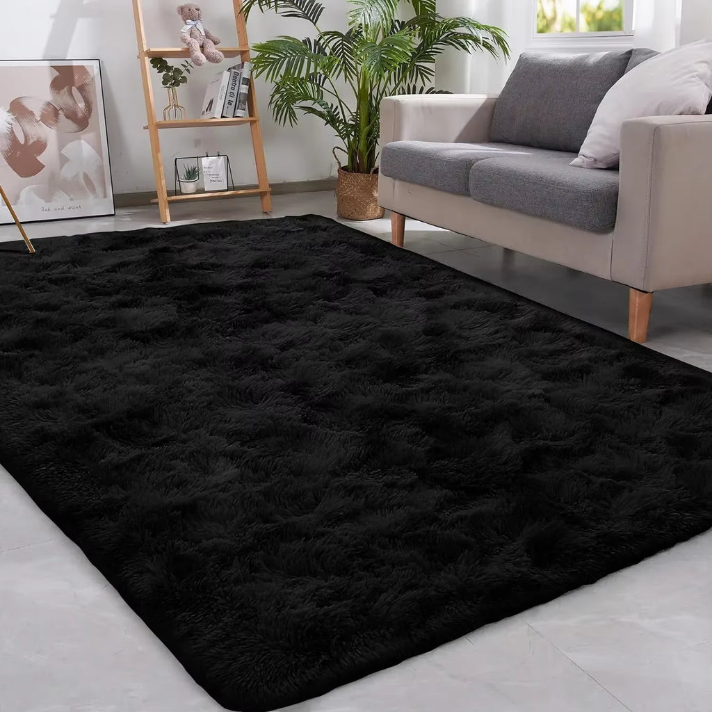 Gray Fluffy Rug – Soft Velvet Anti-Slip Carpet for Home